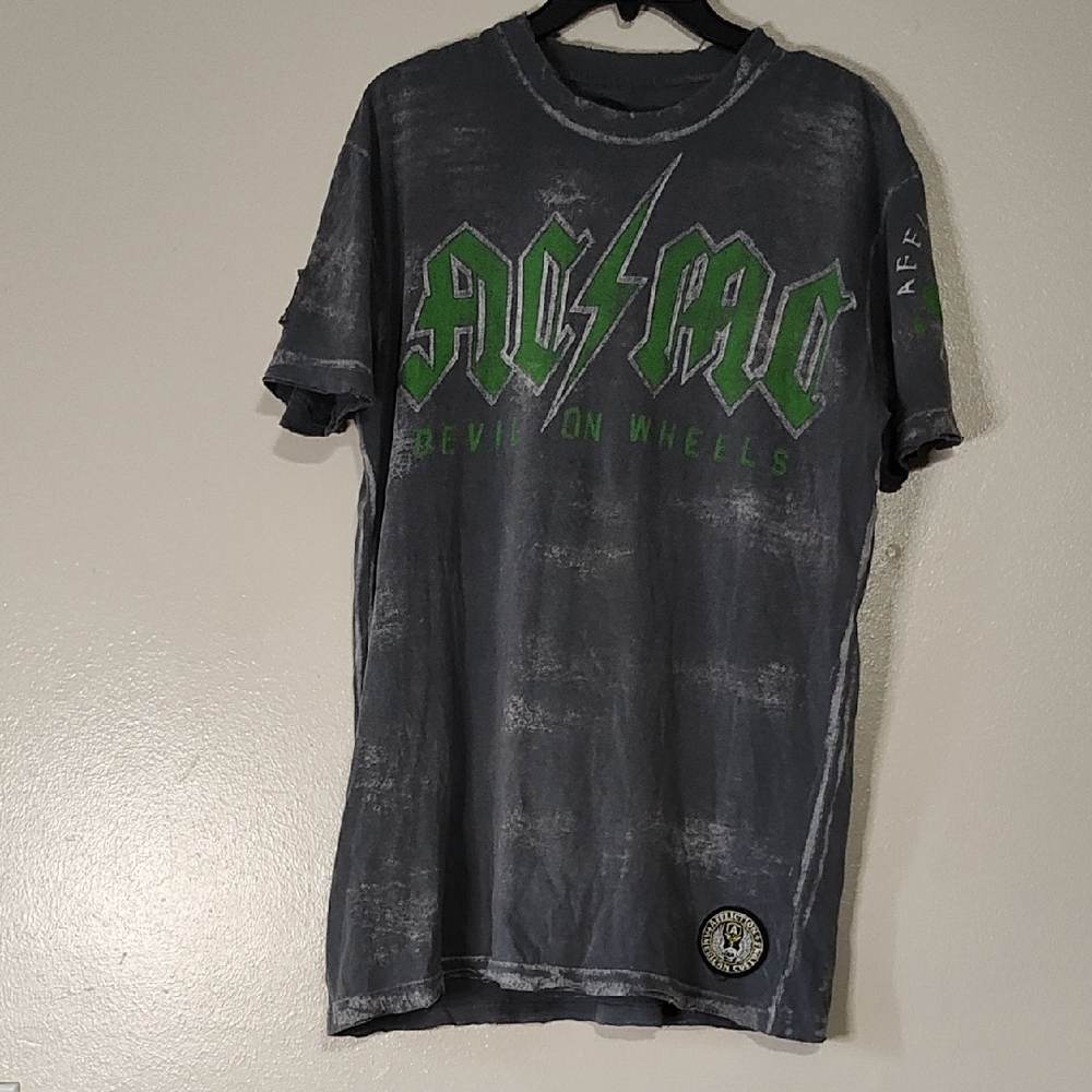 Affliction American Customs Motor Club ACMC Devil on Wheels Gray Men's SZ L